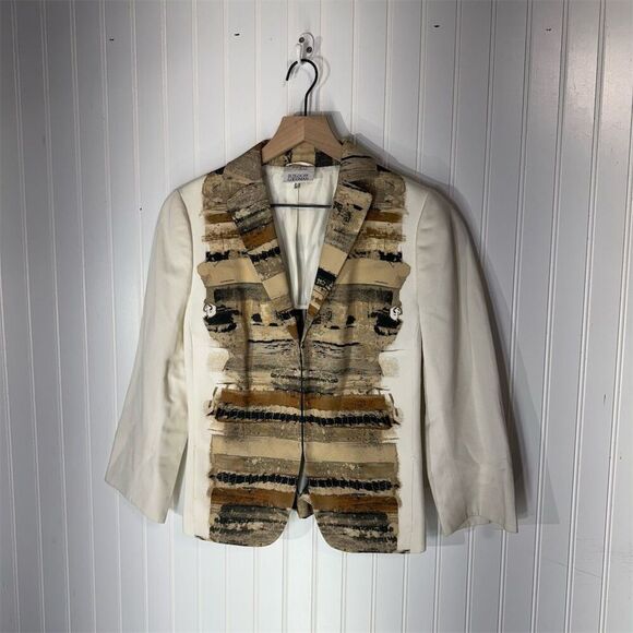 Akris Punto Bergdorf Goodman Blazer 14 Abstract Print Jacket Luxury Cotton Art - Picture 1 of 9